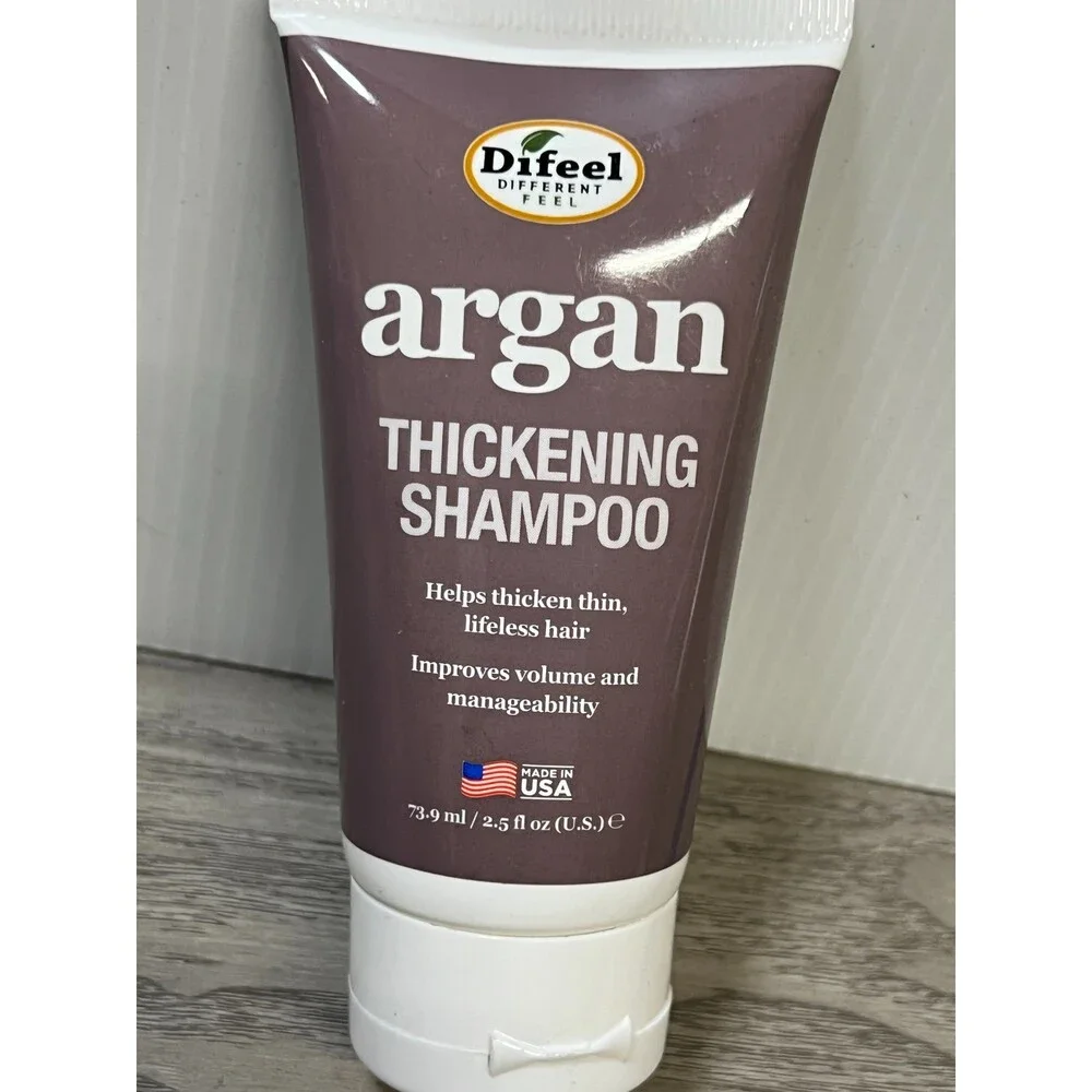 Difeel Argan Thickening Shampoo 2.5 Fl Oz Helps Thicken Thin Lifeless Hair LOT 5